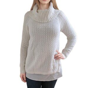 LOFT Outlet Sweater Cowl Neck Knit Ivory Size XS